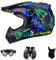 DriveNova Casco de moto – Casco de motocross MTB, con guantes, máscara de gafas, casco de descenso, casco completo de descenso, casco de moto para niños, ATV, casco de moto, casco de carretera,