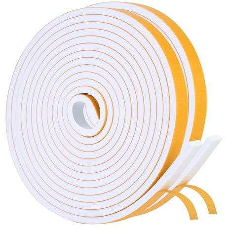 Bande d'étanchéité autocollante pour portes, fenêtres, 10 mm (l) x 3 mm (D)/12 m (L) - Joint en caoutchouc pour collision, isolation phonique - Blanc