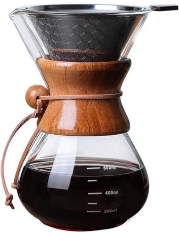 Newhope Cafetière à verser, Filtre à Café Manuelle, Versez Sur La Cafetière, Cafetière en Verre Haute Résistance à la Chaleur Pour la Maison, le bureau, le camping, 20 oz / 600 ML (4 tasses)