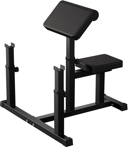 AOWINNOX Fitness Preacher - Panca regolabile per tricipiti da bicipiti, per allenamento seduto trenghththen, bilanciere isolato per palestra a casa, colore nero