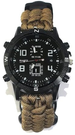 Montre Multifonctionnelle de Survie en Plein Air, Montre de Sport de Parachute, Sifflet de Survie, Lampe de Poche, Montre D'escalade en Plein Air(Color-6)