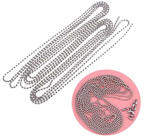 Housoutil Edelstahl Kugelkette Durchmesser Mit Verbindungsstücken Silber Verstellbare Perlenkette Für Schlüsselanhänger Hundemarken Bastelarbeiten Und Schmuckherstellung