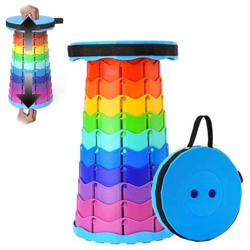 Yuannee Sgabello Pieghevole Portatile,Sgabello da Campeggio Telescopico Sedie Pieghevole Pesca Sedile Colore Arcobaleno Esterno Sedie da Campeggio Telescopico per Pesca BBQ Giardinaggio Viaggi