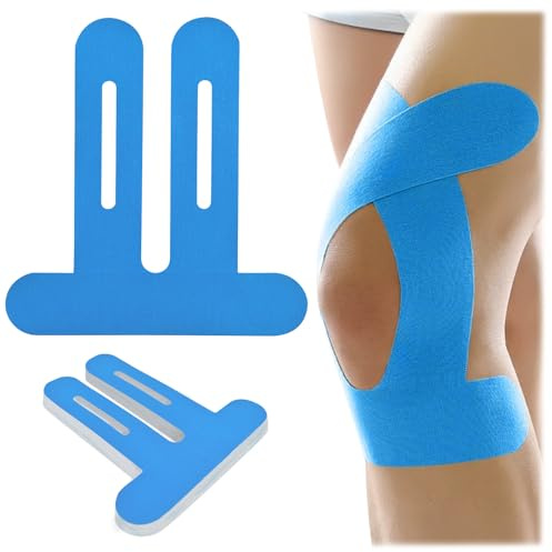 10pcs tape ginocchio,kinesio taping ginocchio,nastro kinesiologico ginocchio Blu,Pretagliato/impermeabile/traspirante/ipoallergenico/ultraelastico/ultra adesivo/Alleviare il dolore al ginocchio