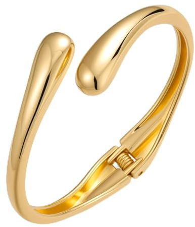Yowivon Brazaletes en Oro para Mujeres, Brazalete Lágrima Fina, ulseras Abiertas Trenzadas y con Bisagra, Pulsera Sin Barniz, Regalos de Joyería para Navidad/San Valentín/Cumpleaños
