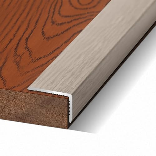 Bande de Transition de Sol, 1.5 * 90 Cm Profil D'arrête de Sol En PVC Autocollant En Forme de L, pour Seuil/carrelage/parquet Stratifié, Design Avec Grain de Bois(Hazy Time,W1.5CM)