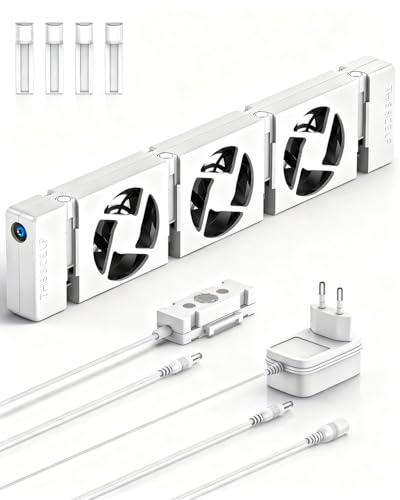 Heizkörper Ventilator, 1 Stück Lauf Ruhig Wärmeableitungslüfter, Smartes Heizgebläse für Heizungen, Heizungsventilator mit 3 Lüfter die Heizleistung zu Verbessern und Energie zu Sparen