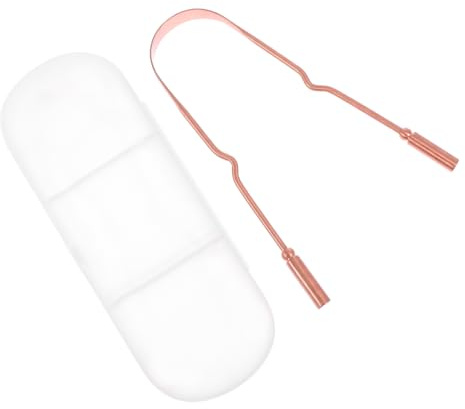 SOPOTUTU Pulitore Lingua in Rame con Manico Spazzola per Igiene Orale Rimuove Residui Fresco Strumento Riutilizzabile per Dentale Quotidiana