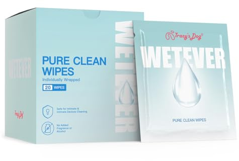 Tracy’s Dog Feminine Wipes, pH-Balanced Natural Intimate Wet Wipes for Women & Couples — Individually Wrapped Travel Packs, 20 Count