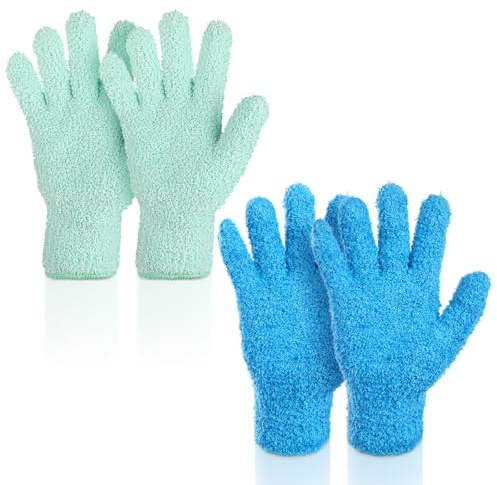 LXUEJIE 2 Paar Mikrofaser Staubhandschuhe, Mikrofaser Handschuh | Putzhandschuhe Reinigungshandschuh Cleaning Gloves Haushaltshandschuhe für Küchen Jalousien Möbel