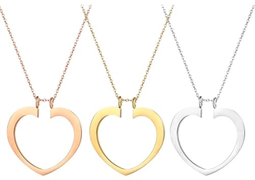 Cupimatch Herz Ringhalter Halskette für Damen: Roségold Edelstahl Herzförmige Anhänger Kette Romantisch Hochzeit Verlobung Schmuck Geschenkidee für Ehefrau Krankenschwester Geschenk