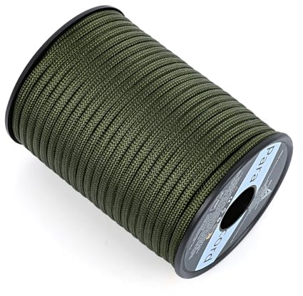 AiQInu Paracord 4 mm, 30 m Paracord 550 nylonrep fallskärmshoppning, 9 trådar, 250 kg nylonrep, last, hållbart snöre för vandring, camping, klättring och gör-det-själv, armégrön