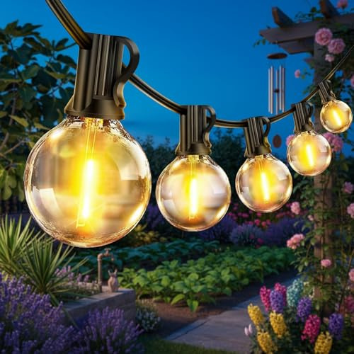 lightmance Lichterkette Outdoor LED Außen 20m Warmweiß IP44 Wasserdicht Wetterfest Strom, Außenbeleuchtung für Balkon Terrasse Garten Pavillon, Lichterketten Party Deko mit Glühbirnen