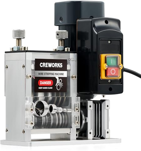 CREWORKS Automatic Electric Wire Stripping Machine, Heavy Duty Copper Cable Stripping Machine with Adjustable Feed Holes, Powered Scrap Wire Stripper for Recycling & Workshop Use (1.5-30mm)