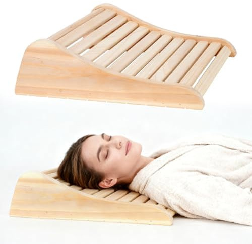Appui-tête de sauna amélioré 2026 pour saunas baril et infrarouge, en bois naturel, confortable, ergonomique, en forme de S, pour soutien de la tête et du cou, bien-être à la maison, récupération