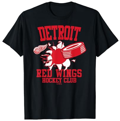 Detroit Red Wings Hockey Puck Burst Officially Licensed T-Shirt, Men, Black, 3X-Large