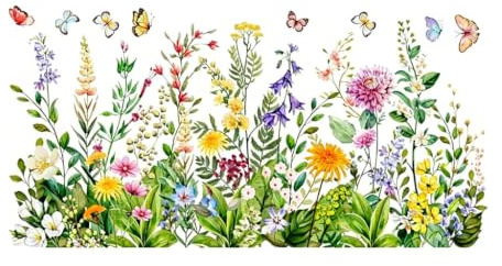 Fönsterbilder självhäftande fjärilar blommor 30 x 60 cm – statisk fönsterfilm vår påsk väggtatuering självhäftande film fönster prisma dekal dekoration vårdekoration för glasytor fönsterdekoration
