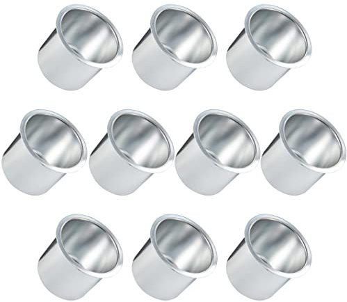 Brybelly Poker Table Cup Holder Inserts - Durable and Rust-Proof, Drop-in Table Cup Holder for 3.375 Hole - 3 Deep with 3.25 Inside Diameter - Vivid Silver Aluminium, Pack of 10