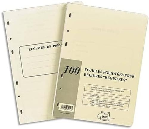 Exacompta - Réf. 46280E - 100 feuilles numérotées pour reliures juridiques Assemblées Générales, Conseils d'Administration, Livre d'Inventaire, Livre - Perforation standard 4 trous - Format A4