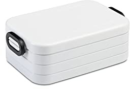 Mepal - Lunchbox Take a Break Midi - Brotdose To Go - Für 2 Sandwiches oder 4 Brotscheiben - Meal Prep Box - Essensbox mit Unterteilung - Spülmaschinenfest - 900 ml - White