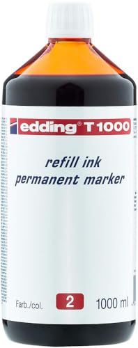 edding T 1000 Nachfülltinte Permanentmarker - rot - 1000 ml - zum schnellen Nachfüllen von fast allen edding Permanentmarkern