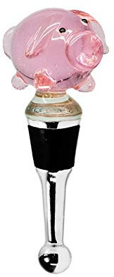EDZARD Flaschenverschluss Schwein für Champagner, Wein und Sekt, Höhe 10 cm, Muranoglas, Handarbeit