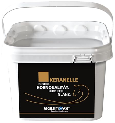 Equinova® KERANELLE Powder | Ergänzungsfuttermittel für Pferde | wichtige Nährstoffe Biotin, Methionin und Zink | organisch gebundene Spurenelemente | 1,5 kg