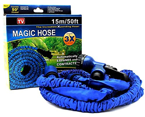 SHATCHI Expandable Magic Hose Flexible Durable Water Pipe Garden Car Wash Inbuilt 7 Functions Spray Gun, 50ft/100ft, Multi