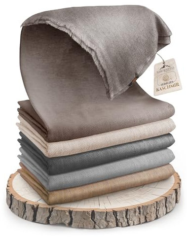 yanopurna Kaschmirdecke – Handgewebte Sofaüberwurf Decke aus 100% Kaschmirwolle – 135 x 270 cm Weiche und gemütliche Graubraune Kuscheldecke für Couch und Stuhl – Hergestellt in Nepal