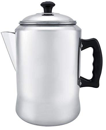 Aluminum Alloy Coffee Maker Pot Percolator Tea Kettle Stove Top with Lid Silver 3L