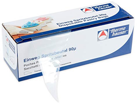 thermohauser 100 mangas pasteleras desechables (plástico PE), transparentes, 50,0 x 27,5 x 0,009 cm