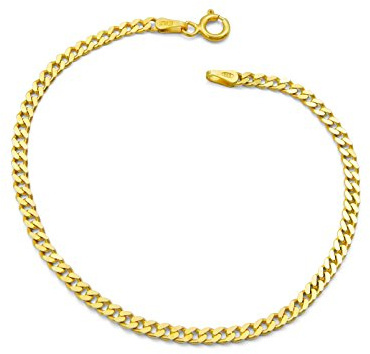 Kauf-mich-weg Damen-Armband Panzerarmband 925 Sterling Silber vergoldet 3mm breit Länge wählbar 16 16,5 17 17,5 18 18,5 19 19,5 20 21 22 cm Panzerkette Gold Armkette