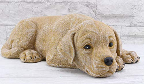 STEINFIGUREN SPICKER Steinfigur Hund liegend 219/6, Gartenfigur Steinguss Tierfigur Ocker Patina