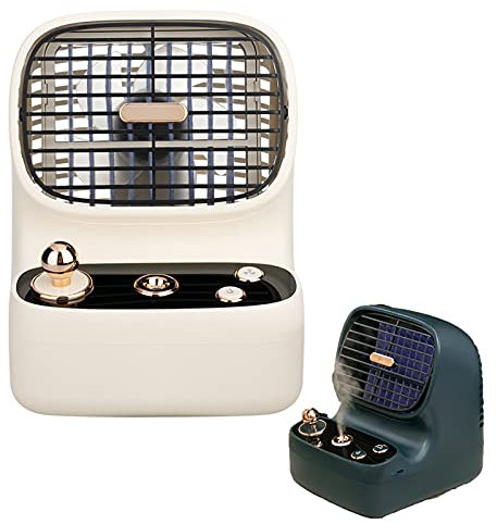 HIOD Ventilador Portátil de Estilo Retro, Aire Acondicionado para el Hogar, Humidificador, Enfriador de Aire, Escritorio, Usb, Recargable, Consola de Juegos Retro, Ventilador de Pulverización,White