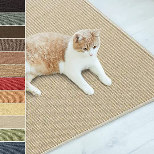 KARAT Paillasson en Sisal pour Chats,Tapis Griffoir,Tapis de grattage pour Chats,Tapis à griffer,Tapis à gratter résistant,Protection Idéale pour Meubles et Le Bien-être du Chat (Ivoire 50x50 cm)