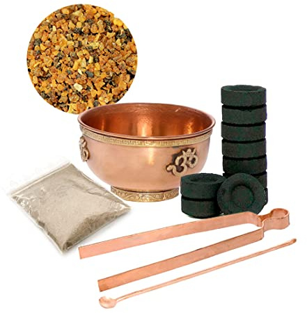 NKlaus Räucherschale Weihrauch, Kupfer, Messing, 100g, 40g, 6cm, 6 Stück | Durchmesser: 10,5cm; Höhe: 6cm; Gewicht: 130g; Roségold; Handarbeit; Kirchenqualität; für Räuchern