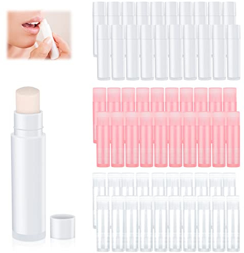 Leer Lippenstift 60 Stück Lippenstifthülsen zum Selbst Befüllen,Lippenstift Tubes, 5ML Leer Lippenbalsam Behälter mit Kappe, Kunststoff Leer Lippenpflegestift Behälter für DIY
