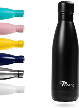 Otto Koning Edelstahl Thermosflasche 500ml - Doppelwandige Vakuumisolierte Thermoskanne 0,5L - Auslaufsichere und BPA-freie Trinkflasche mit Stilvollem Design