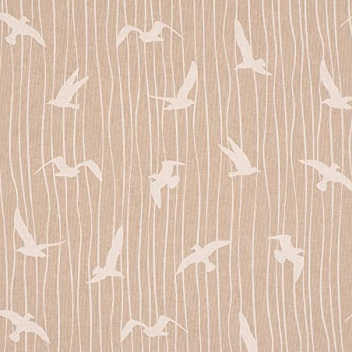 SCHÖNER LEBEN. Dekostoff Iconic Seagull Stripe Möwen Streifen Natur weiß 1,40m