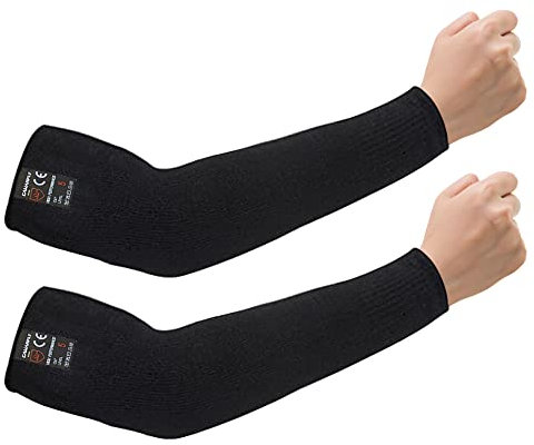 CAWANFLY Protective Arm Sleeves, Cut Heat Resistant Arm Protectors Anti Abrasion Safety Armband for Garden Kitchen Work 1 Pair, 15.7 (Black,Medium)