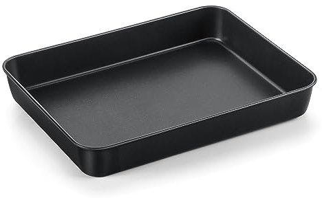 P&P CHEF 12.3 Inch Nonstick Small Lasagna Pan, Stainless Steel Deep Toaster Oven Pan Tray for Brownie Meats Lasagna, Rectangular Bakeware for Oven Use, Easy Clean & Heavy Duty, 1PC