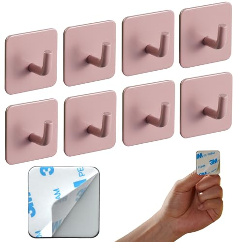 DEKAZIA® Set 8 Ganci Appendiabiti Bambini Rosa, Attaccapanni da Parete
