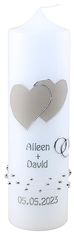 Cerziies® Hochzeitskerze Aileen und David mit Namen und Datum, individuell und handverziert 2019