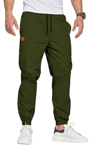 ZOXOZ Herren Hose Chino Cargo Hose Freizeithose Baumwolle Sporthose Casual Jogginghose Elastische Taille mit Kordelzug Sweatpants Herren mit Taschen