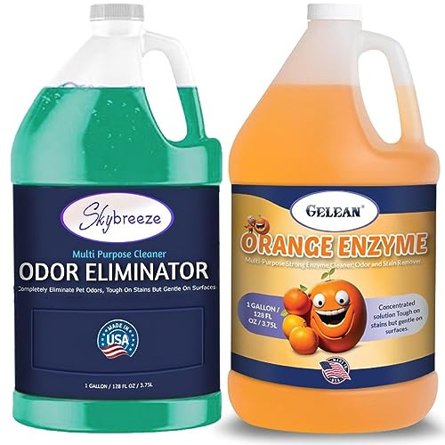 GELEAN Pet Stain Odor eliminator - Super-concentrated Enzyme cleaner - Sky breeze - Extra Strong Odor and stain remover - Best Remover for Cat and Dog Pee All Purpose Cleaner and Deodorizer 2 gallon