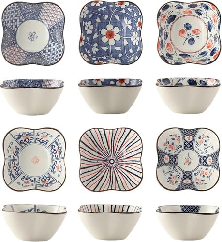 TuYines Porcelain Tapas Dishes,Snack Bowl for Tapas,Tapas Bowls Set,Ceramic Dipping Bowl,6pcs Ø 10 cm Small Spice Bowls,Dishes Sauce Dishes for Sushi,Sauce,Snack and Soy