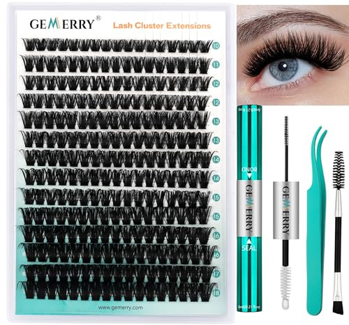 GEMERRY Kit Pestañas Postizas Individuales DIY Kit De Extensión De Pestañas Individuales con 80D 10-18mm Pestañas Pelo a Pelo y Pegamento Pinzas Extension Pestañas Kit(80D-0.07D-10-18mm-Set)