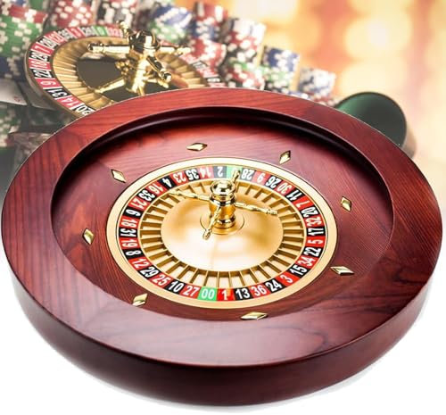 MTTXY 18-Zoll-Deluxe-Rouletterad-Set aus Holz, Gewinnspiel-Roulette aus Massivem Holz mit Doppel-Null-Layout für Den Spieleabend zu Hause oder Die Clubparty