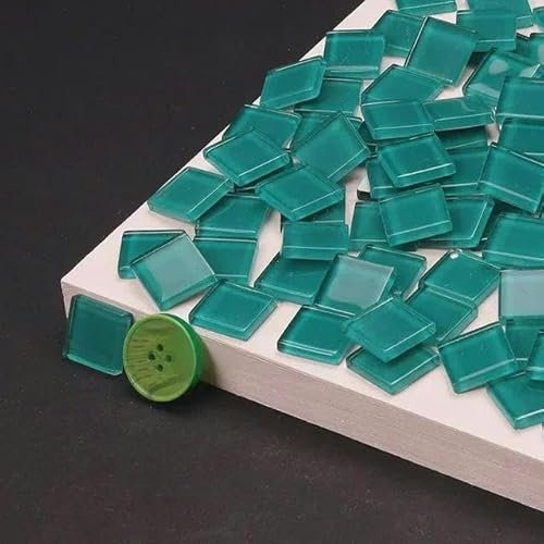 200 g (ca. 55 Stück), 2 cm, quadratische Glasfliesen, 4 mm Dicke, DIY, Handwerk, Fliesen, Grün, 200 g