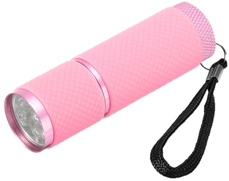 PATIKIL 9 LED Lueur dans Sombre Lampes Poche avec Sangle pour Camping Rose | Mini Aluminium Lampe Poche Caoutchouc Enduit Lampe Poche, Randonnée Fête